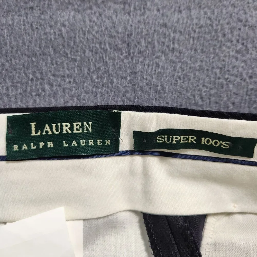 Lauren Ralph Lauren Dress Pants Men 36X34(31.5) Navy Flat Front Super 100's Wool